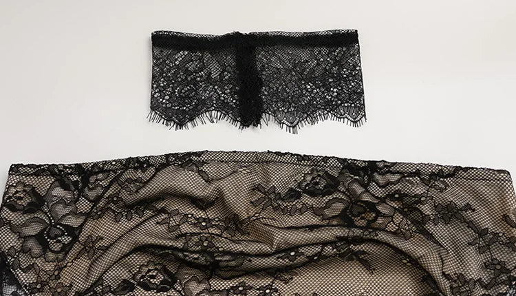 Hollow Out Strapless Lace Patchwork Hip Wrap Sexy Club Women Dresses Sheath Bodycon Fashion Female Outfits Party Slim