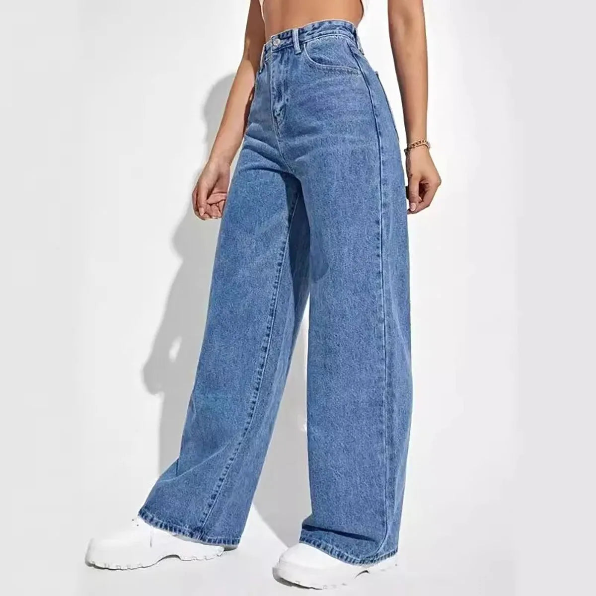 Y2k High street baggy straight pants High waisted all-in-one slim pants