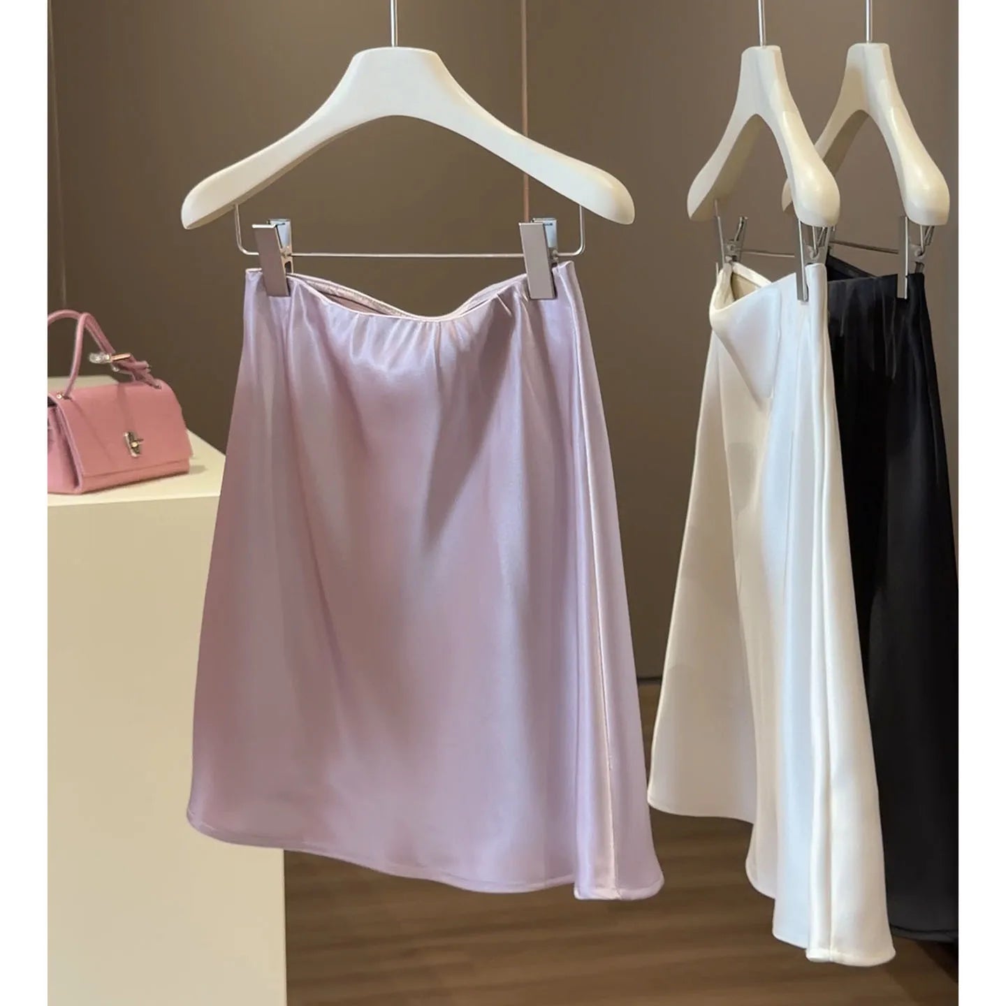 High-waisted Satin Skirts Women Summer 2026 French  Slim Simple A-line Skirt Female Elegant Korean Style Mini Skirt for Women