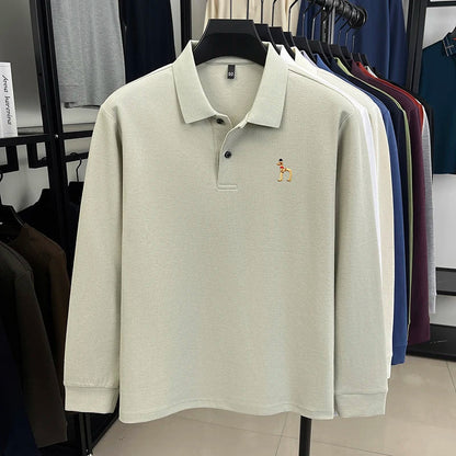 Original Brand Men's Polo Shirt 100 Cotton Lapel Dog Embroider Long Sleeve T-Shirt Autumn New Business Casual Handsome Men'swear