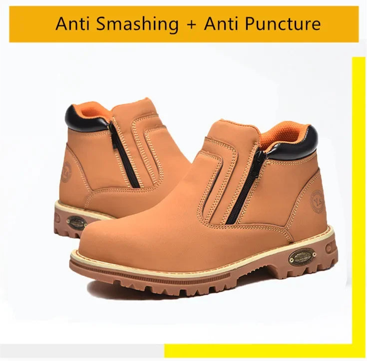 2025 Work Shoes for Men Waterproof Safety Shoes Man Anti Spark Leather Boots Man Anti Puncture Anti Slip Welder Shoe
