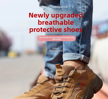 Men's Labor Protection Shoes Steel Toe Caps Lightweight Anti Slip Safety Work Shoes Anti Piercing Smashing Functions