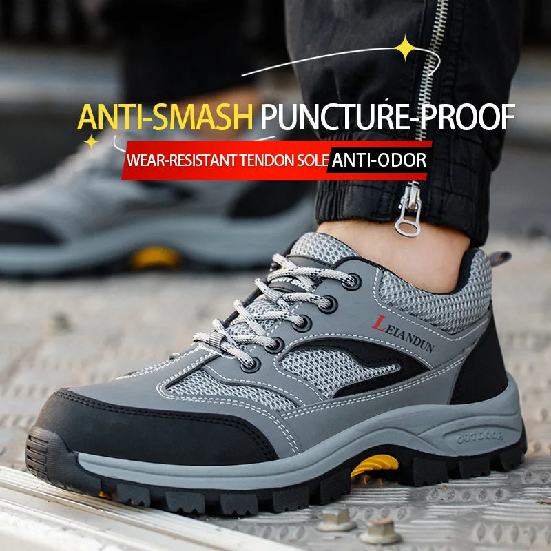 Men's Tactical Safety Shoes Breathable Steel Toe Puncture Resistant Work Shoes Wear-Resistant Protective Footwear