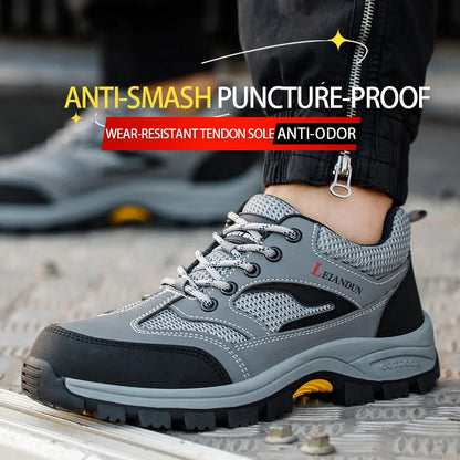 Men's Tactical Safety Shoes Breathable Steel Toe Puncture Resistant Work Shoes Wear-Resistant Protective Footwear