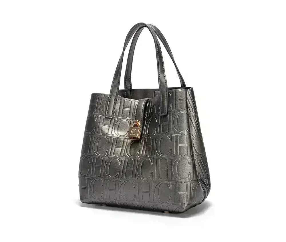 Large Capacity Handbag Luxury Brand Temperament Letter Print with Lock Design 2025 Trendy Women's Crossbody Bag