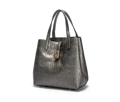 Large Capacity Handbag Luxury Brand Temperament Letter Print with Lock Design 2025 Trendy Women's Crossbody Bag