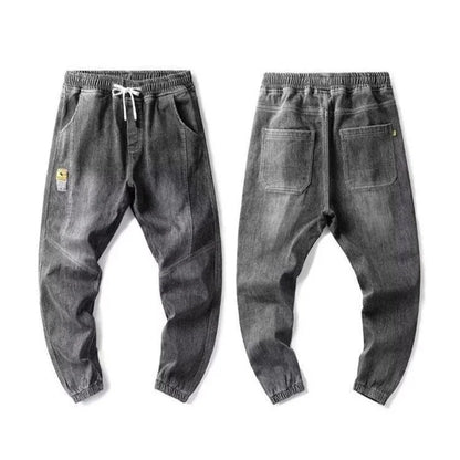 Men Jeans Elastic Tie Up Harem Denim Pants Male Bound Feet Designer Cargo Joggers Denim Trousers Daily Narrow Leg Casual Jeans