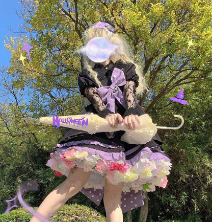 Flowers Crinoline Sweet Fairy Lolita 2024 Spring and Summer Bubble Skirt Gorgeous French Elegant Girl Women's Organza Midi Skirt