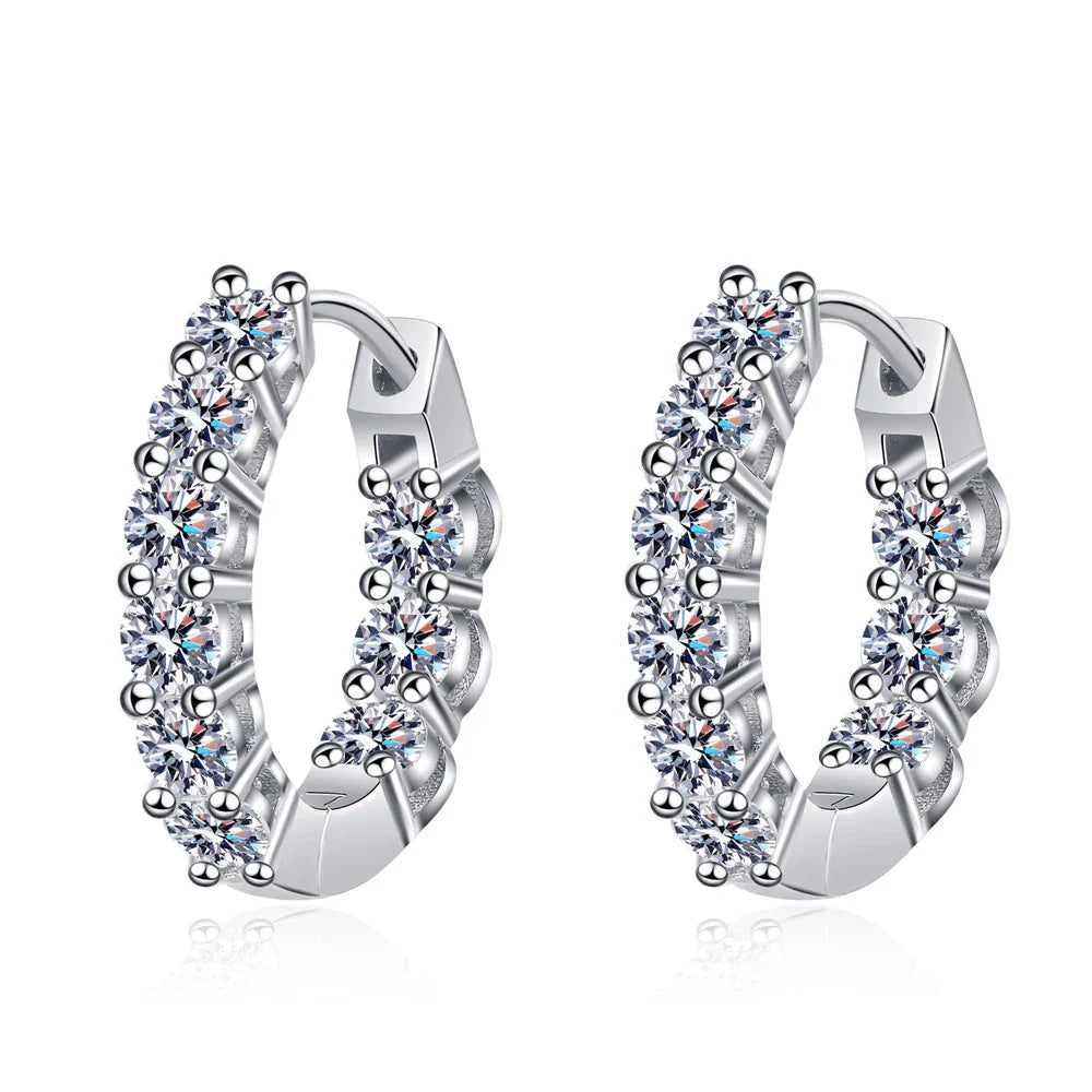 D VVS1 Full Moissanite Hoop Earring GRA Certified 925 Sterling Sliver Plated 18k Earrings for Women Party Gift Jewelry