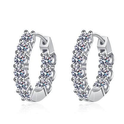 D VVS1 Full Moissanite Hoop Earring GRA Certified 925 Sterling Sliver Plated 18k Earrings for Women Party Gift Jewelry