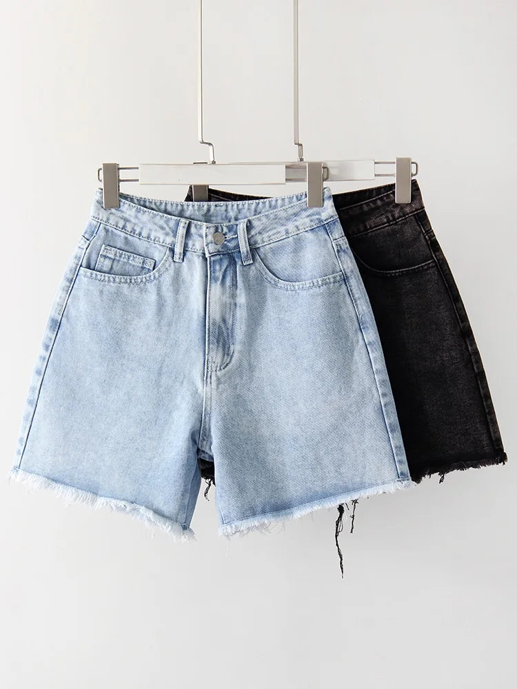 Streamgirl Blue Women's Denim Shorts Summer High Waist Casual Chic Loose Jean Shorts For Women Summer 2025 Denim Short Femme