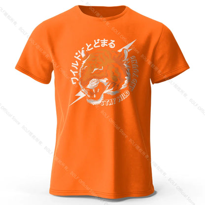 Men's Trust Tiger Printed T-Shirt 100% Cotton Harajuku Oversized Funny Graphic Tees for Men Women Summer Tops