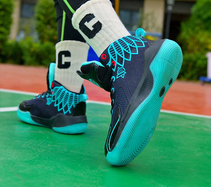 Children‘s Basketball Shoes Non-slip Breathable Basketball Training Sneakers Boys Girls Mesh Athletic Shoes Lace-up Running Shoe