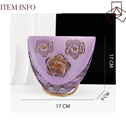 Elegant Lilac Color Women's Heels Handbag Set Rhinestone Embellished Designer Shoes for Weddings Special Events