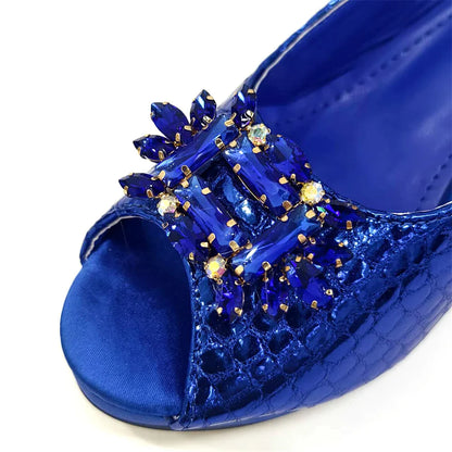 New Arrival Purple Colour Shoe and Bag Set Luxury Designer Shoes Women Matching Wedding Shoes and Bags Decorated With Rhinestone