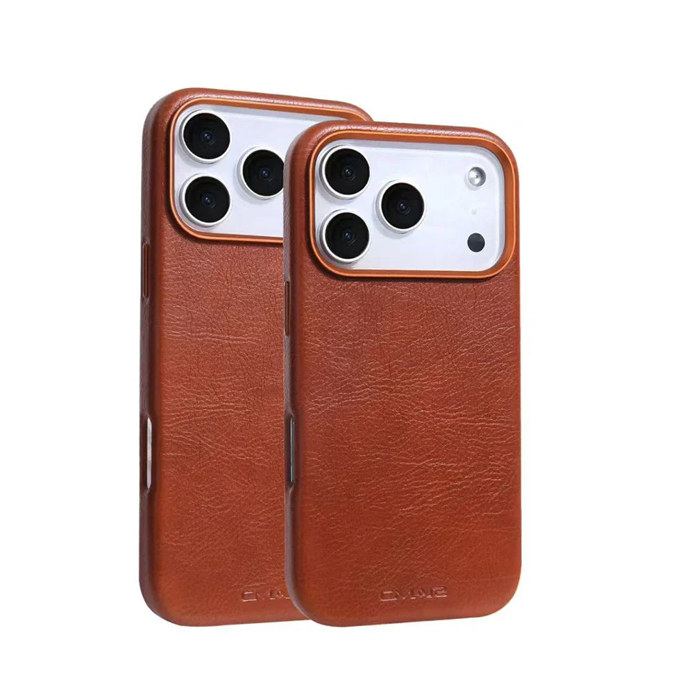 Magnetic Leather Texture MagSafe Phone Case for IPhone 17 16pro Max 15 14 Pro 13 Wireless Charging Alloy Lens Bumper Armor Cover
