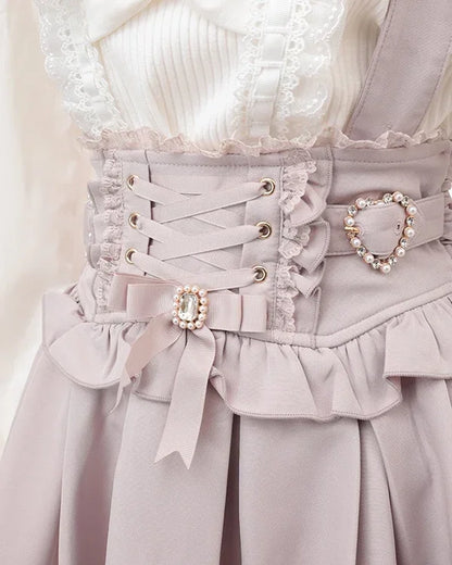 Japanese Liz Mine Mass Production Detachable Suspender Skirt Spring and Autumn Heart Cross Suspender Back Bow Straps Skirt