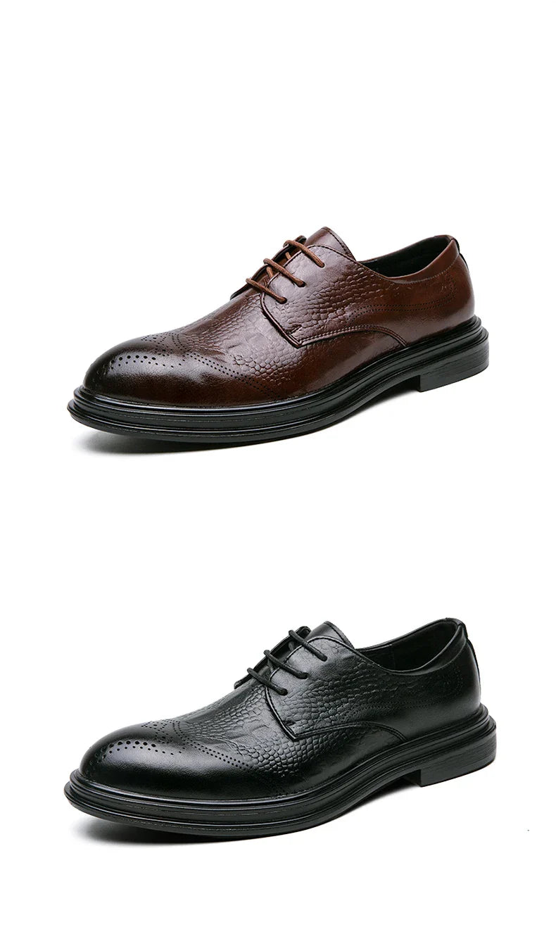 Luxury Men Brogue Dress Shoes Men Suit Casual Shoes Formal Business Leather Shoes Men Brown Wedding Italian Banquet Shoe Size 46
