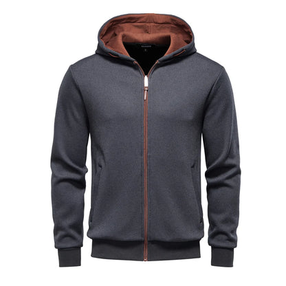 Y2K Zip Up Hoodie Men Solid Color Winter Warm Retro Streetwear Minimalist Design Sportswear Zipper Hooded Sweatshirts