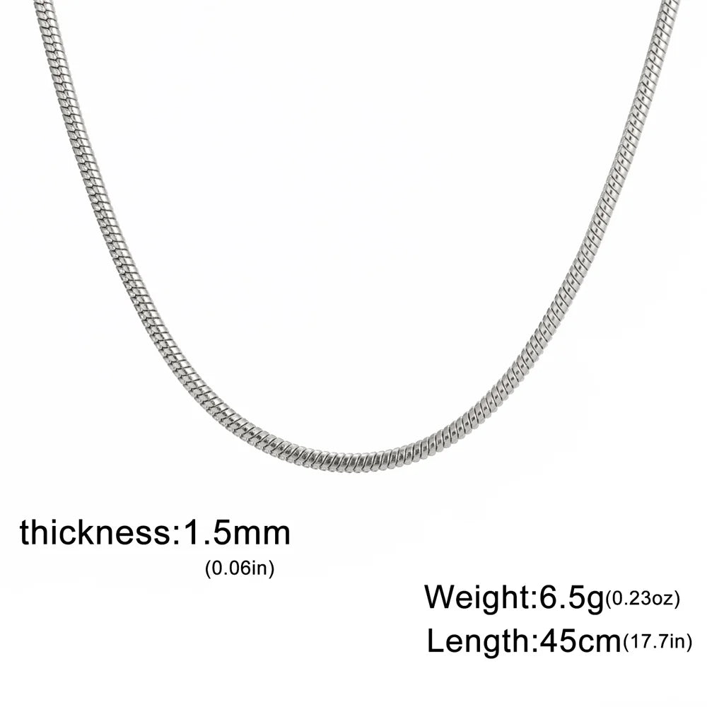 Round Snake Chain Necklace for Women Men Stainless Steel Link Chain 0.9mm 1.2mm 2mm Chains Choker Fashion Jewelry Gifts