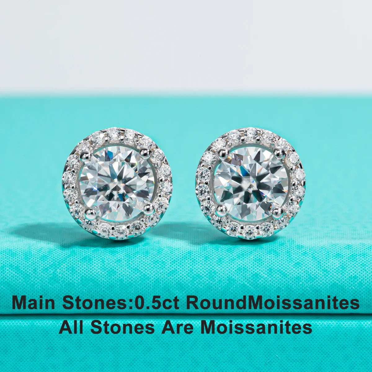 1cttw D Color Round Cut Moissanite Diamond  925 Sterling Silver Stud Earrings For Woman Jewelry Wholesale