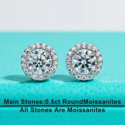 1cttw D Color Round Cut Moissanite Diamond  925 Sterling Silver Stud Earrings For Woman Jewelry Wholesale
