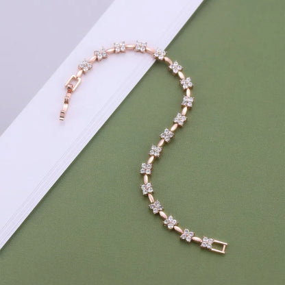 Flower Bracele Embellished with Premium Swarovski Crystals T Quality Brass with 18K Rose Gold Plated Wedding Bridal Gift
