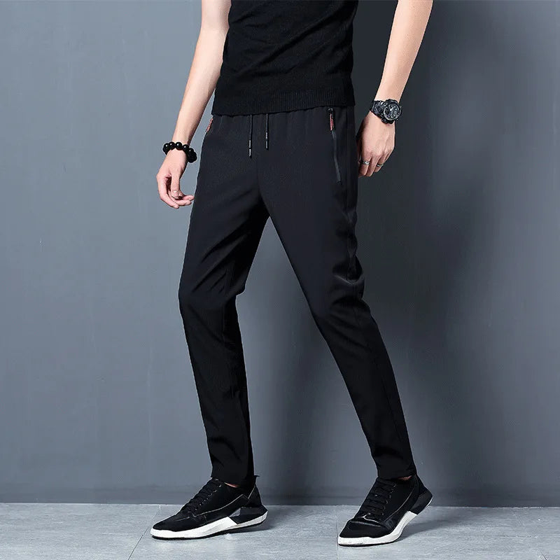 Men's Pants 2025 Summer New Black Gray Thin Business Casual Pants Outdoor Elastic Breathable Straight Leg Sweatpants