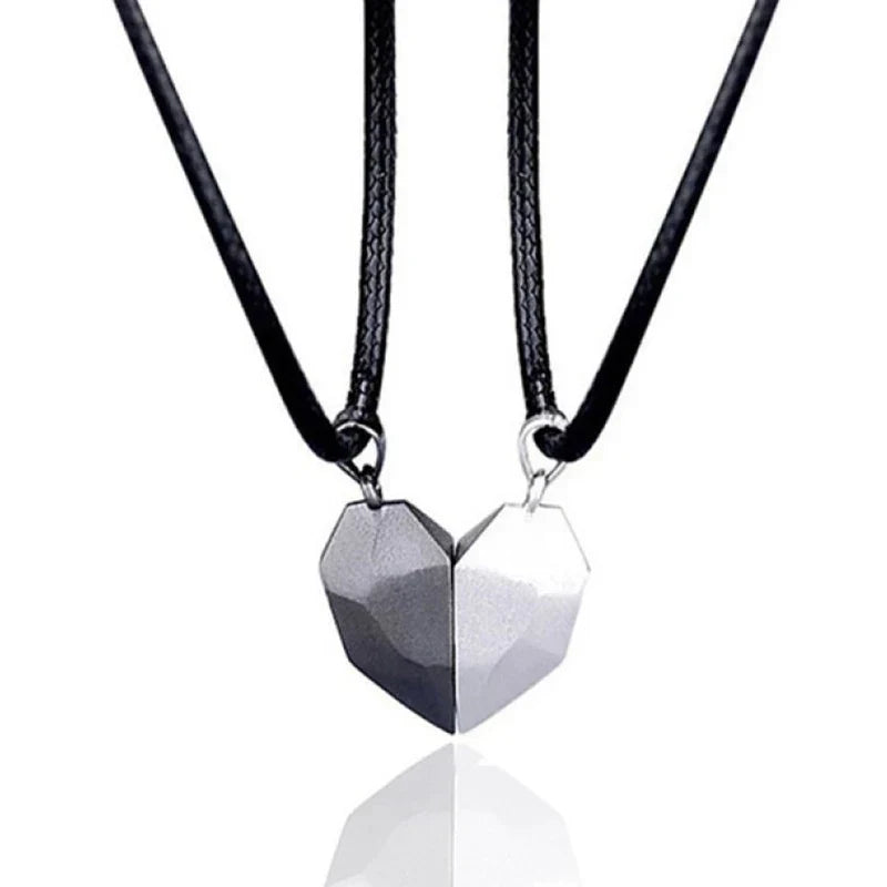 Good Simple Quality Couple Pendant Necklace Electrocardiogram,Magnetic Heart,Pendant Splicing Necklace Valentine's Day Gift