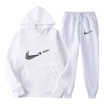 Men Tracksuit 2 Pieces Sets Hooded Sweatshirt +Drawstring Pants Male Hoodies Running Sportswear Men Women Autumn Sportwear