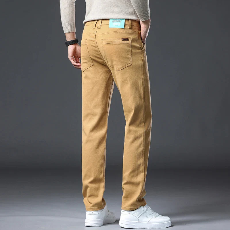 2026 new Cotton Elastic Men's Jeans Spring Fitted Straight Business Casual Trousers Soft Comfortable Fashion Korean Denim Pants