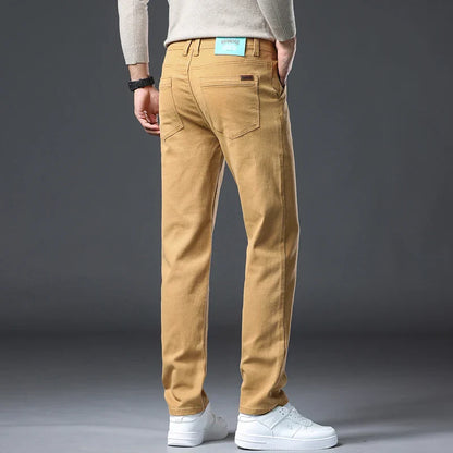 2026 new Cotton Elastic Men's Jeans Spring Fitted Straight Business Casual Trousers Soft Comfortable Fashion Korean Denim Pants