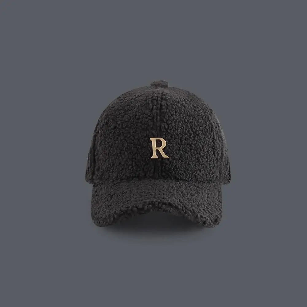 Baseball Cap Winter Hats For Women Men Unisex Letter Metal Logo Imitation Cashmere Keep Warm Simple Casual Winter Cap New Velvet