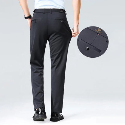 1-Pack Men's Professional Straight-Leg Stretch Formal Pants Non-Iron Comfortable Business Slacks Wrinkle-Resistant Loose Fit