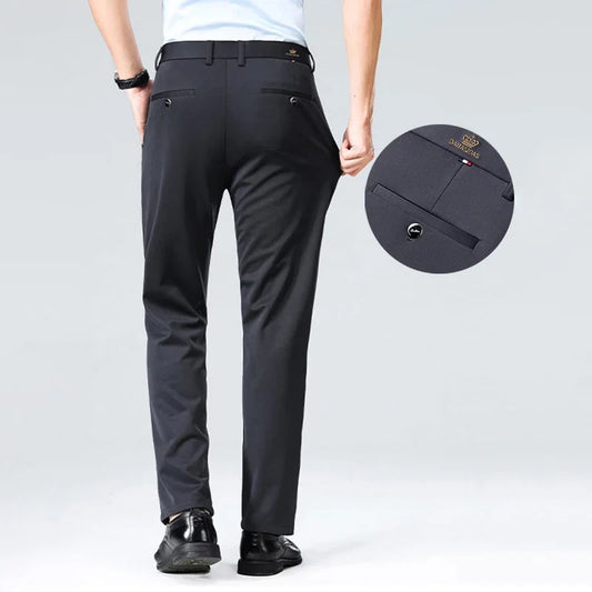 1-Pack Men's Professional Straight-Leg Stretch Formal Pants Non-Iron Comfortable Business Slacks Wrinkle-Resistant Loose Fit
