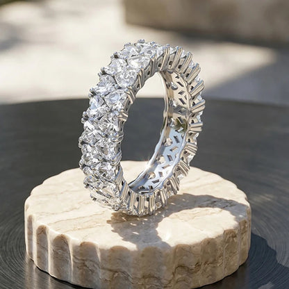 3mm Heart Cut Full Moissanite Rings for Women Stackable Ring Eternity Band S925 Sterling Silver 18k Plated Jewelry Gifts