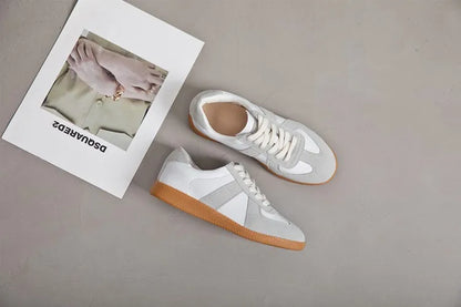 Women's Sneakers 2026 New Genuine Leather Ladies Moral Training Shoes Casual Spring Flat Shoes Women