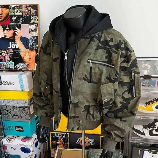 Camouflage Men's Hooded Jacket 2025 Spring Autumn New High Street Long Sleeve Korean Style Fashion Casual Male Tops 21E2824