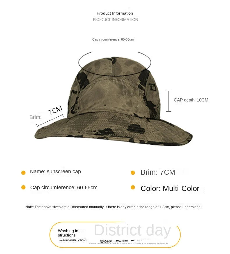 60-65cm Xxl Big Head Hat Men Summer Outdoor Jungle Fisherman Cap Lightweight