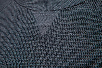 Raglan Sleeve Polo Shirt Men Henley Collar Solid Color Long Sleeve Heavyweight Cotton Business Casual Autumn Winter