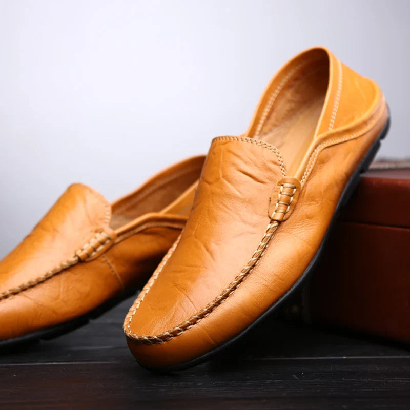Men Leather Loafers Comfortable Slip On Shoes Breathable Lightweight Walking Shoes for Big Size 47 Casual Soft Driving Shoes