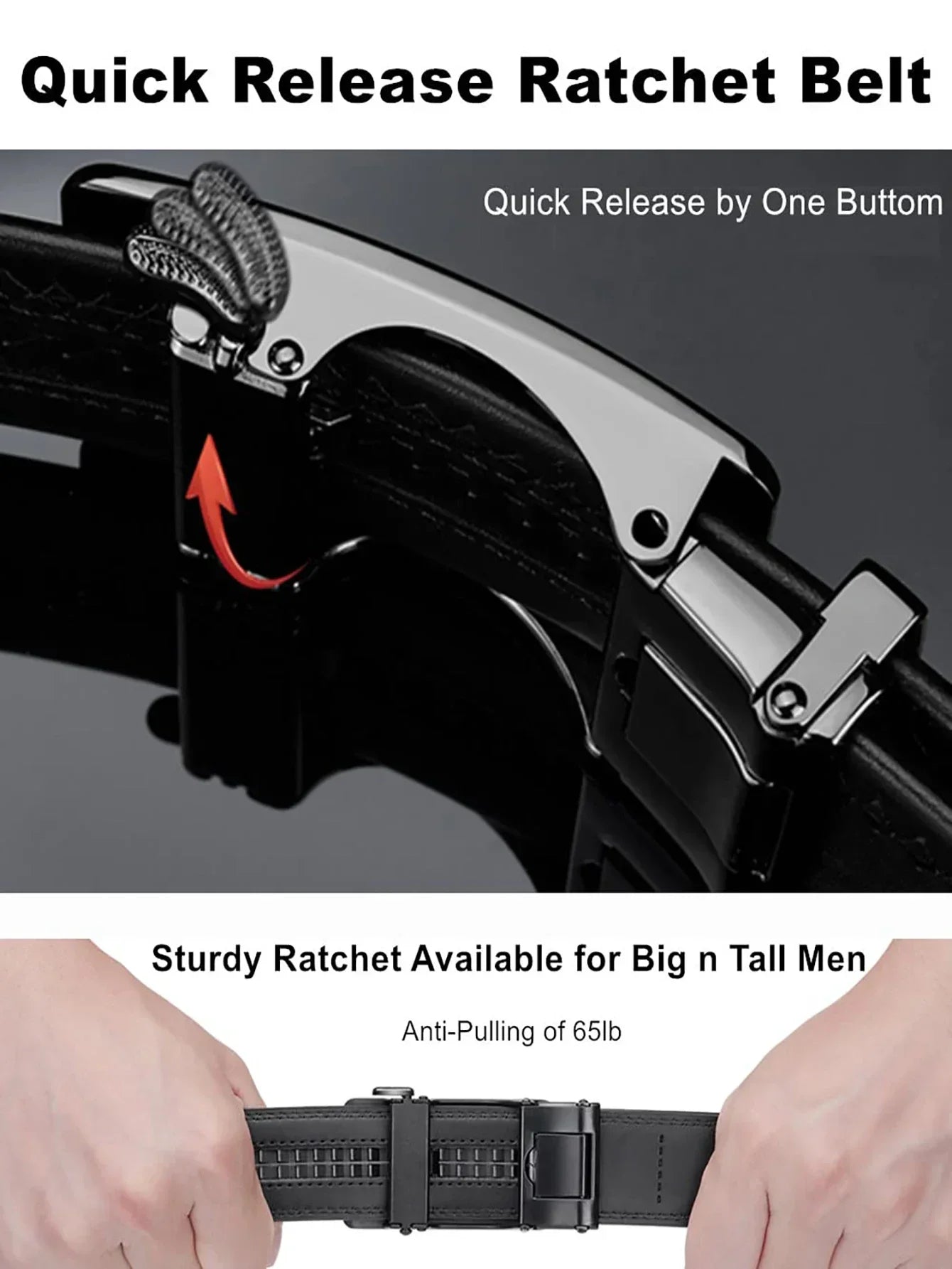 Belt for Men High Quality Genuine Leather Belts, Alloy Automatic Buckle Belt for Jeans, Adjustable No Hole Waist Straps for Men
