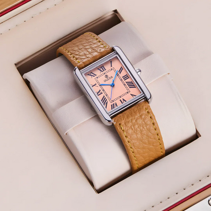 Waterproof Couple Watches Casual Fashion Quartz Stainless Steel Leather Strap Square Dial Men's And Women's Lover Watch