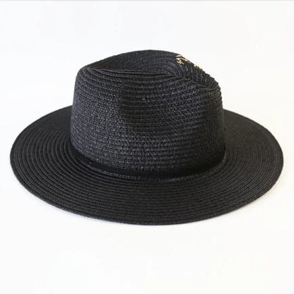 Big Size  Summer Sun Hats Ladies Fashion Girl Beach Straw  Hat Luxury Grass Jazz Top Panama Hat Womens 60cm Large Head