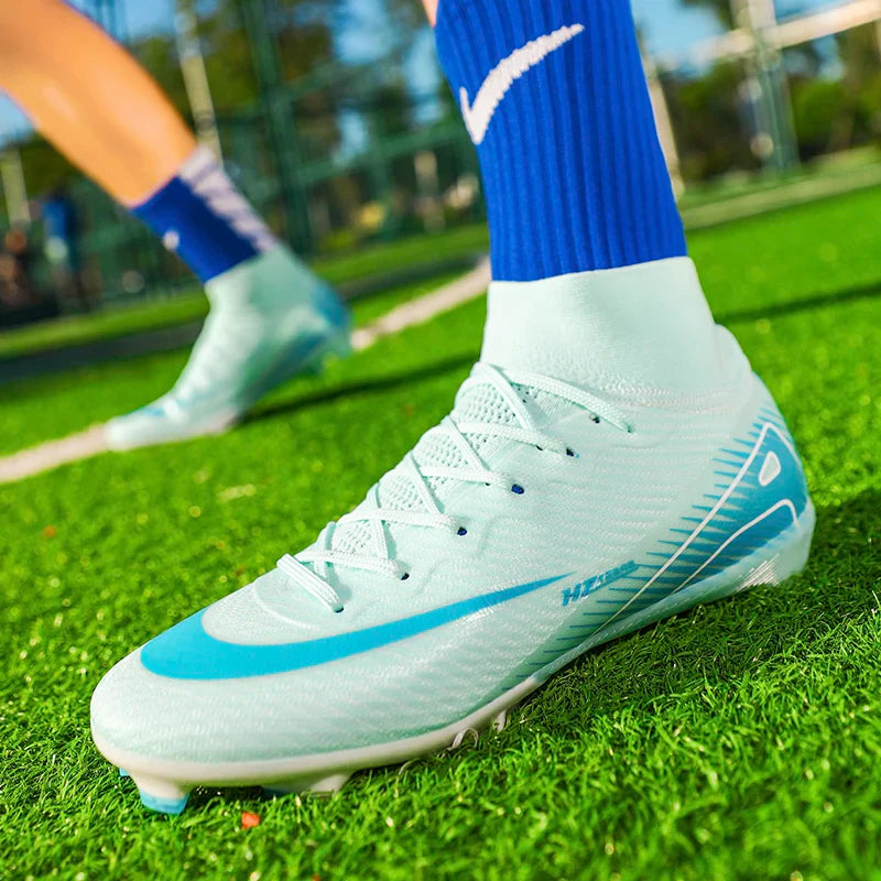 Kids Soccer Cleats for Boys and Girls Youth High-top Football Shoes Outdoor Athletic Turf Soccer Shoes