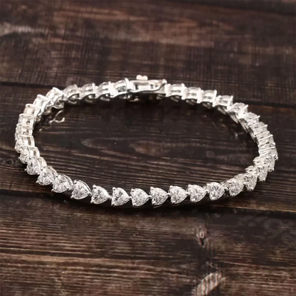 3/5/6.5mm Heart Cut Moissanite Tennis Bracelet with Certificates 925 Sterling Silver Sparkling Diamond Bracelets for Women