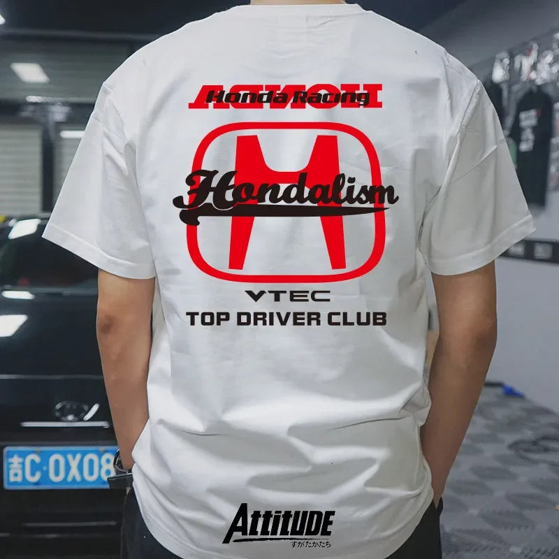 2026 VTEC Racing Club T-shirt JDM Car Enthusiast Graphic T-shirt Men's Pure Cotton Street Style Top