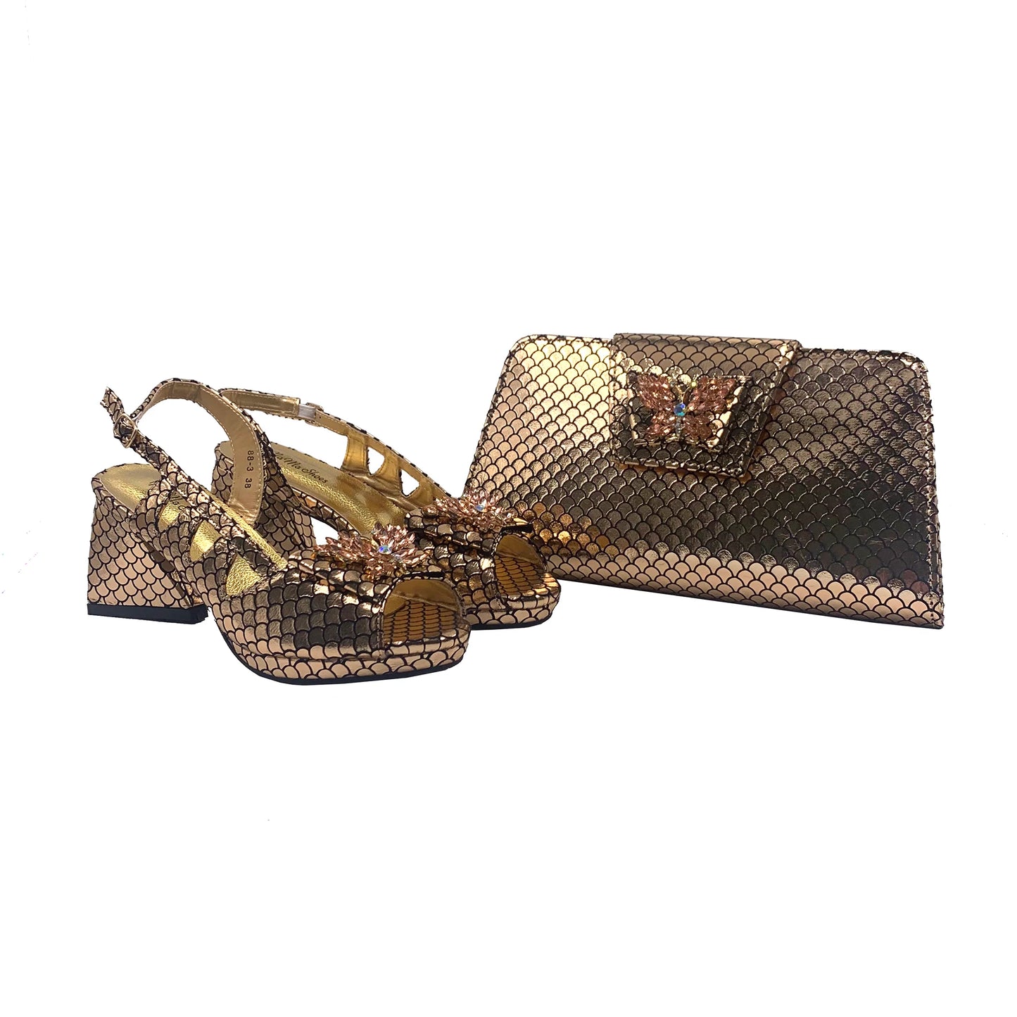 Italian Hollow Design Shoes Matching Bag in Coffee Color Comfortable Heels Ladies Sandals for Party