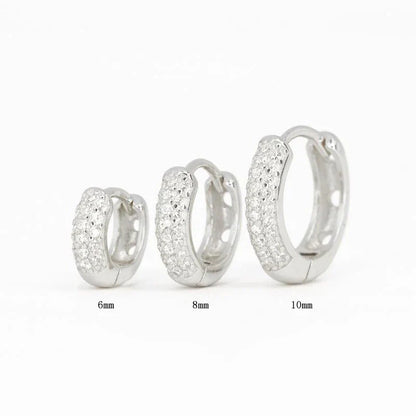 Half Side Zircon Crystals Hoop Earrings for Women Girls 925 Sterling Silver Jewelry Huggie Earrings Pendientes Plata 925