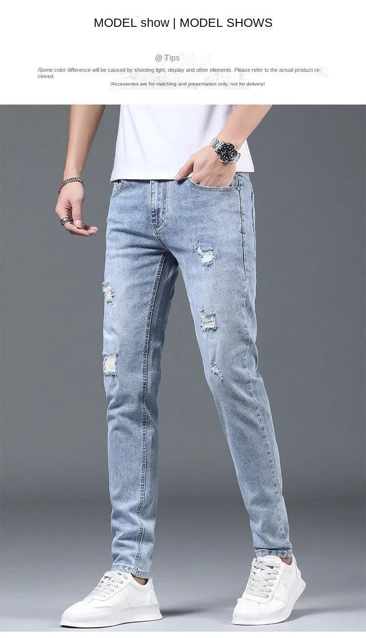 Luxury Summer Designer Korean Classic Streetwear Cowboy Pants for Men Fashionable and Comfortable Boyfriend Skinny Jeans Men